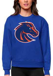 Antigua Boise State Broncos Womens Blue Victory Crew Sweatshirt
