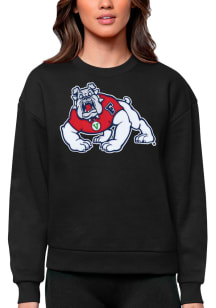 Antigua Fresno State Bulldogs Womens Black Victory Crew Sweatshirt