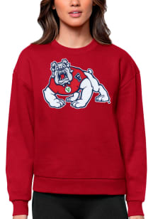 Antigua Fresno State Bulldogs Womens Red Victory Crew Sweatshirt