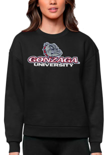 Antigua Gonzaga Bulldogs Womens Black Victory Crew Sweatshirt