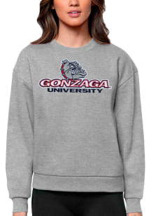 Antigua Gonzaga Bulldogs Womens Grey Victory Crew Sweatshirt