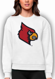 Antigua Louisville Cardinals Womens White Victory Crew Sweatshirt