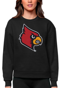 Antigua Louisville Cardinals Womens Black Victory Crew Sweatshirt