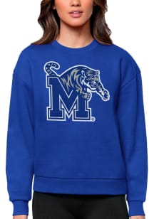 Antigua Memphis Tigers Womens Blue Victory Crew Sweatshirt