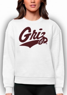 Antigua Montana Grizzlies Womens White Victory Crew Sweatshirt
