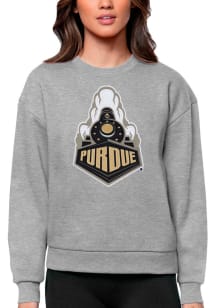 Antigua Purdue Boilermakers Womens Grey Victory Crew Sweatshirt