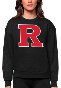 Antigua Rutgers Scarlet Knights Womens Black Full Front Victory Crew Sweatshirt