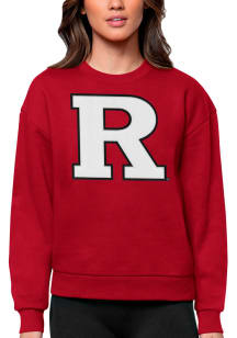 Womens Rutgers Scarlet Knights Red Antigua Full Front Victory Crew Sweatshirt