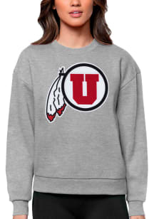 Antigua Utah Utes Womens Grey Victory Crew Sweatshirt