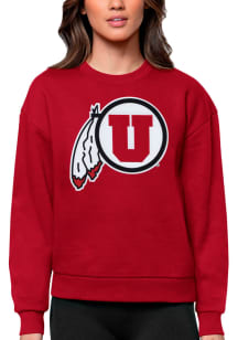 Antigua Utah Utes Womens Red Victory Crew Sweatshirt