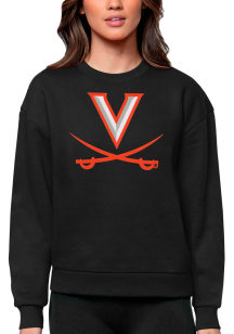 Antigua Virginia Cavaliers Womens Black Victory Crew Sweatshirt