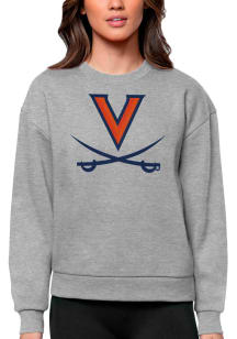 Antigua Virginia Cavaliers Womens Grey Victory Crew Sweatshirt