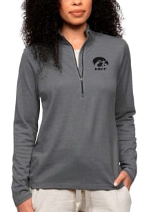 Antigua Hawkeyes Womens Charcoal Epic 1/4 Zip Pullover