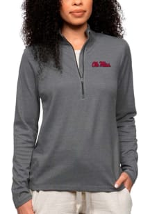 Antigua Ole Miss Womens Charcoal Epic 1/4 Zip Pullover
