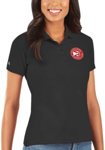 Antigua Atlanta Hawks Womens Black Legacy Pique Short Sleeve Polo Shirt