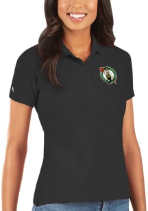 Antigua Boston Celtics Womens Black Legacy Pique Short Sleeve Polo Shirt