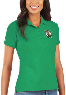 Antigua Boston Celtics Womens Green Legacy Pique Short Sleeve Polo Shirt