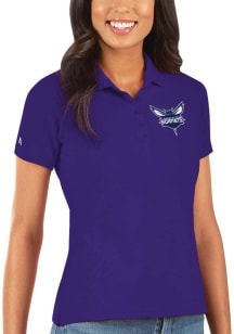 Antigua Charlotte Hornets Womens Purple Legacy Pique Short Sleeve Polo Shirt