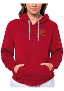 Womens Maryland Terrapins Red Antigua Victory Hooded Sweatshirt