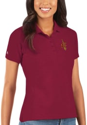 Antigua Cleveland Cavaliers Womens Red Legacy Pique Short Sleeve Polo Shirt