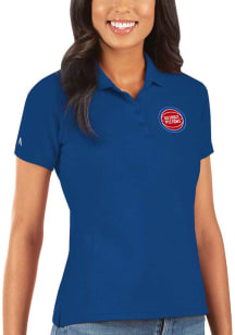 Antigua Detroit Pistons Womens Blue Legacy Pique Short Sleeve Polo Shirt