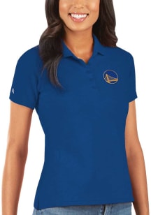 Antigua Golden State Warriors Womens Blue Legacy Pique Short Sleeve Polo Shirt