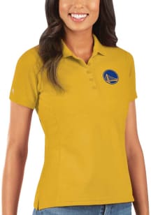 Antigua Golden State Warriors Womens Gold Legacy Pique Short Sleeve Polo Shirt