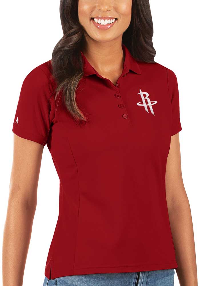 Antigua Houston Rockets Womens Red Legacy Pique Short Sleeve Polo Shirt