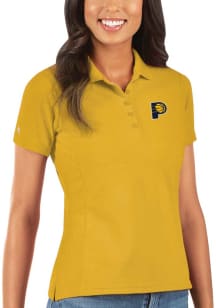 Antigua Indiana Pacers Womens Gold Legacy Pique Short Sleeve Polo Shirt