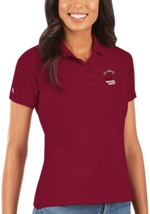 Antigua Miami Heat Womens Red Legacy Pique Short Sleeve Polo Shirt