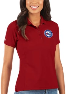 Antigua Philadelphia 76ers Womens Red Legacy Pique Short Sleeve Polo Shirt