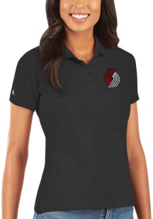 Antigua Portland Trail Blazers Womens Black Legacy Pique Short Sleeve Polo Shirt