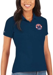 Antigua Washington Wizards Womens Navy Blue Legacy Pique Short Sleeve Polo Shirt