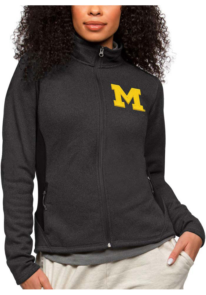 Antigua Michigan Wolverines Womens Black Course Long Sleeve Full Zip Jacket