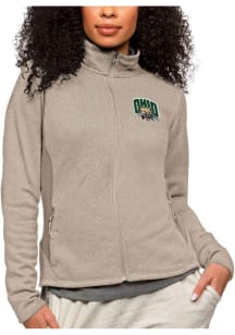Antigua Ohio Bobcats Womens Oatmeal Course Long Sleeve Full Zip Jacket