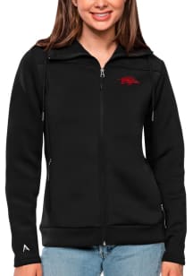 Antigua Arkansas Razorbacks Womens Black Protect Long Sleeve Full Zip Jacket