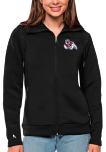 Antigua Fresno State Bulldogs Womens Black Protect Long Sleeve Full Zip Jacket