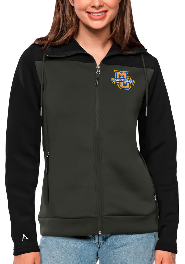 Antigua Marquette Golden Eagles Womens Black Protect Long Sleeve Full Zip Jacket