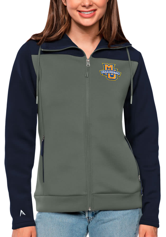 Antigua Marquette Golden Eagles Womens Navy Blue Protect Long Sleeve Full Zip Jacket