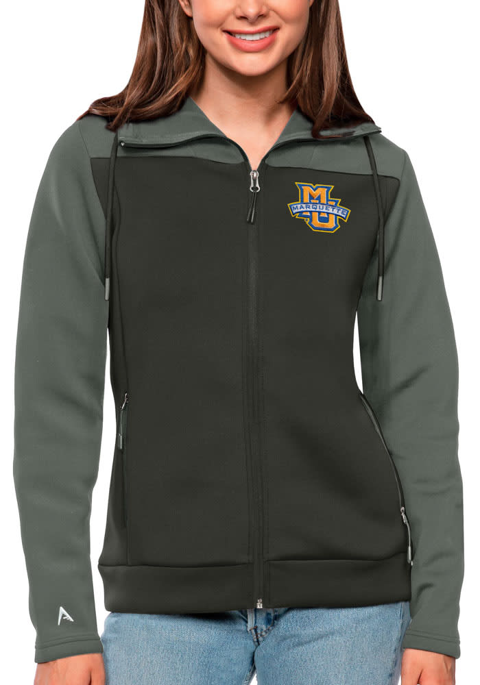 Antigua Marquette Golden Eagles Womens Grey Protect Long Sleeve Full Zip Jacket