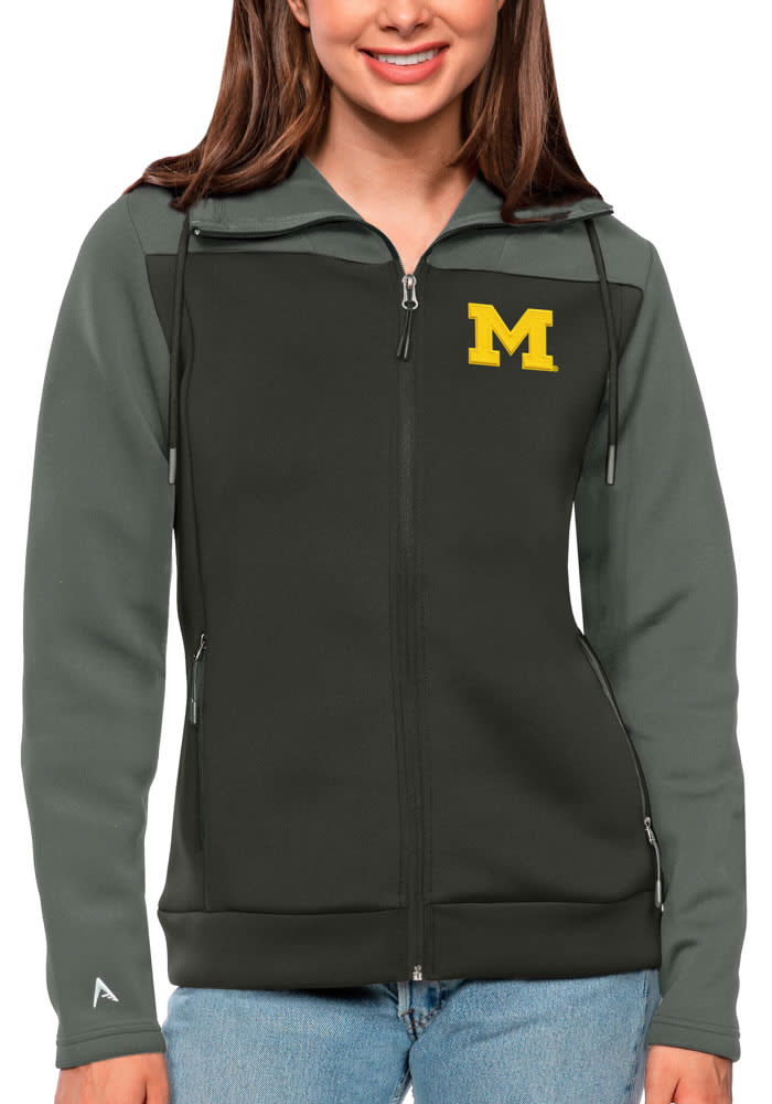 Antigua Michigan Wolverines Womens Grey Protect Long Sleeve Full Zip Jacket