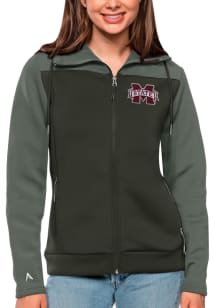 Antigua Mississippi State Bulldogs Womens Grey Protect Long Sleeve Full Zip Jacket