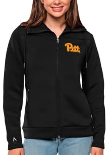 Antigua Pitt Panthers Womens Black Protect Long Sleeve Full Zip Jacket