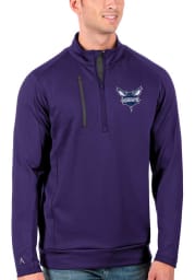 Antigua Charlotte Hornets Mens Purple Generation Long Sleeve 1/4 Zip Pullover