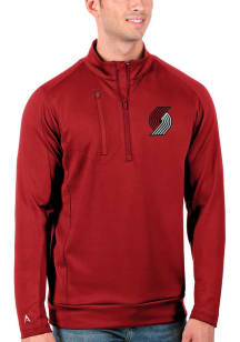 Antigua Portland Trail Blazers Mens Red Generation Long Sleeve 1/4 Zip Pullover