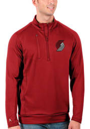 Antigua Portland Trail Blazers Mens Red Generation Long Sleeve 1/4 Zip Pullover