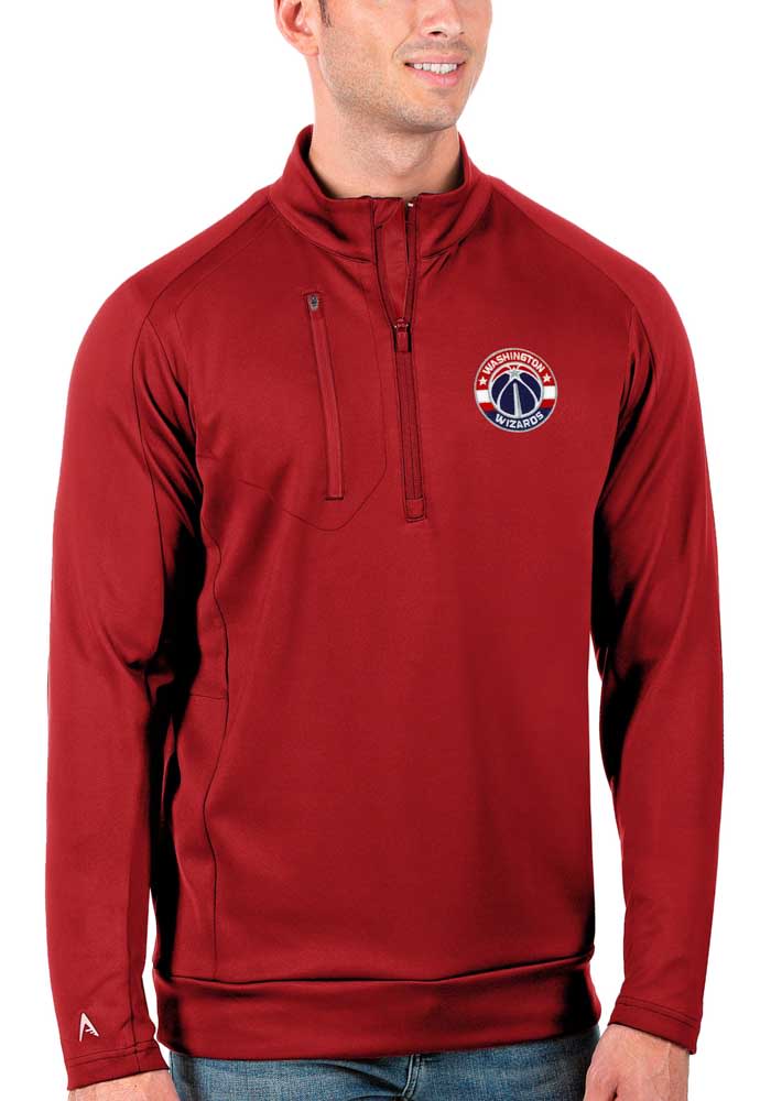 Antigua Washington Wizards Mens Red Generation Long Sleeve 1/4 Zip Pullover