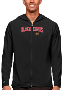 Antigua Chicago Blackhawks Mens Black Legacy Long Sleeve Full Zip Jacket