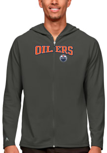 Antigua Edmonton Oilers Mens Grey Legacy Long Sleeve Full Zip Jacket
