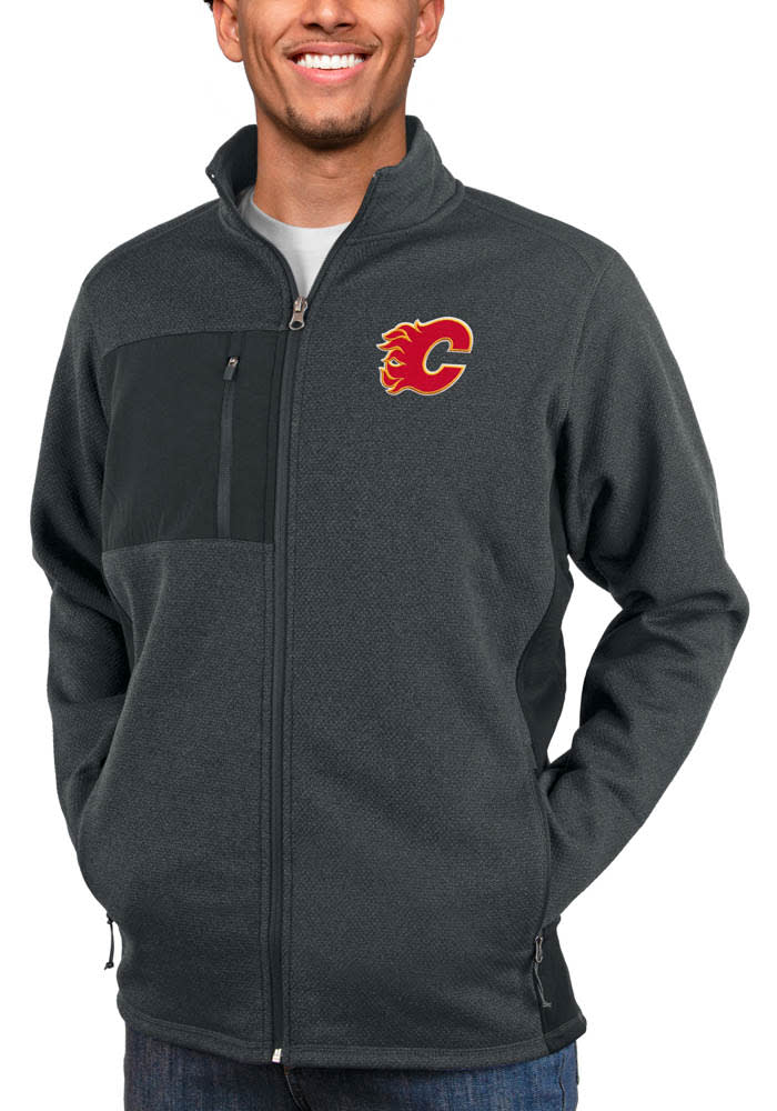 Antigua Calgary Flames Mens Charcoal Course Long Sleeve Full Zip Jacket